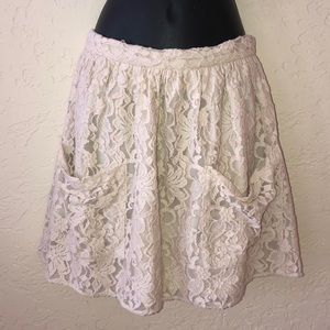 Anthropologie KIMCHI BLU cream lace pocket SKIRT-6